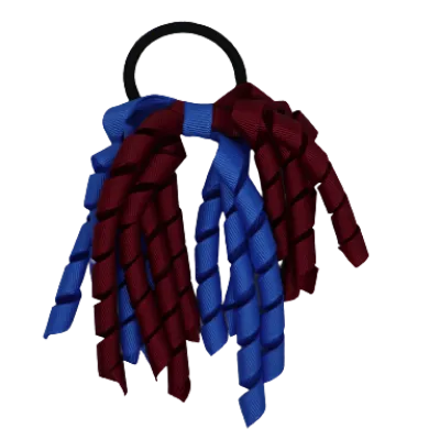 School Hair Accessories Short Curly Ponytail Streamer Hair Tie - Burgundy (28 colours options to pick from)