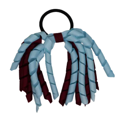 School Hair Accessories Short Curly Ponytail Streamer Hair Tie - Burgundy (28 colours options to pick from)