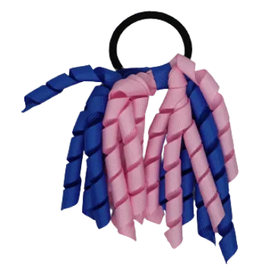School Hair Accessories Short Curly Ponytail Streamer Hair Tie - Light Pink (28 colours options to pick from)