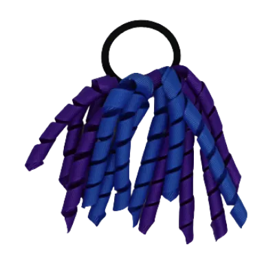School Hair Accessories Short Curly Ponytail Streamer  Hair Tie - Purple (28 colours options to pick from)