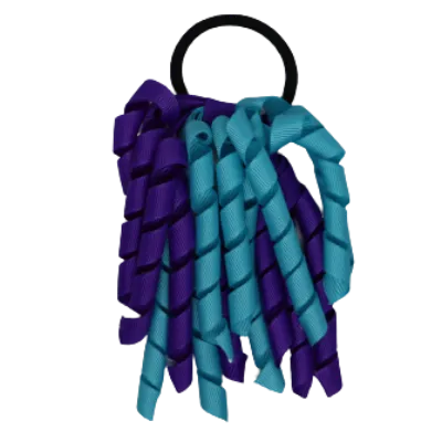 School Hair Accessories Short Curly Ponytail Streamer  Hair Tie - Purple (28 colours options to pick from)