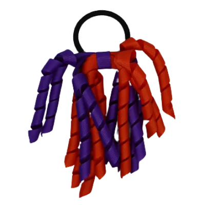 School Hair Accessories Short Curly Ponytail Streamer  Hair Tie - Purple (28 colours options to pick from)