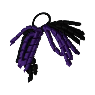 School Hair Accessories Short Curly Ponytail Streamer  Hair Tie - Purple (28 colours options to pick from)