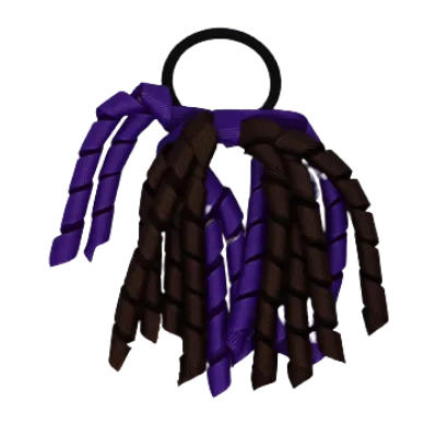 School Hair Accessories Short Curly Ponytail Streamer  Hair Tie - Purple (28 colours options to pick from)