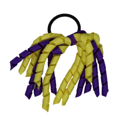 School Hair Accessories Short Curly Ponytail Streamer  Hair Tie - Purple (28 colours options to pick from)