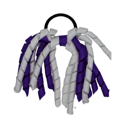 School Hair Accessories Short Curly Ponytail Streamer  Hair Tie - Purple (28 colours options to pick from)