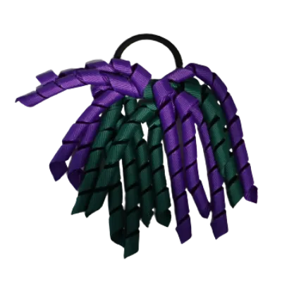 School Hair Accessories Short Curly Ponytail Streamer  Hair Tie - Purple (28 colours options to pick from)