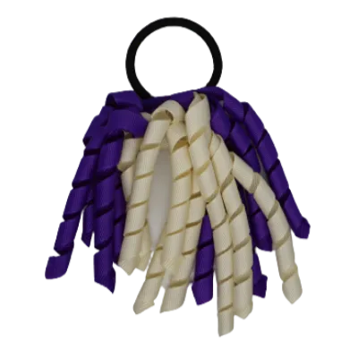 School Hair Accessories Short Curly Ponytail Streamer  Hair Tie - Purple (28 colours options to pick from)
