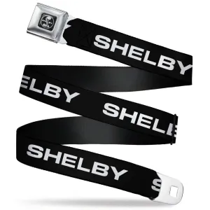 SHELBY Tiffany Split Full Color Black/White Seatbelt Belt - SHELBY Text Only Black/White Webbing