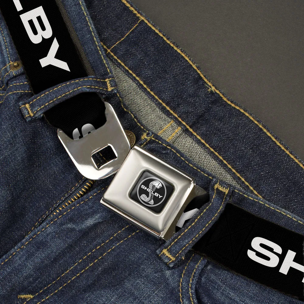 SHELBY Tiffany Split Full Color Black/White Seatbelt Belt - SHELBY Text Only Black/White Webbing