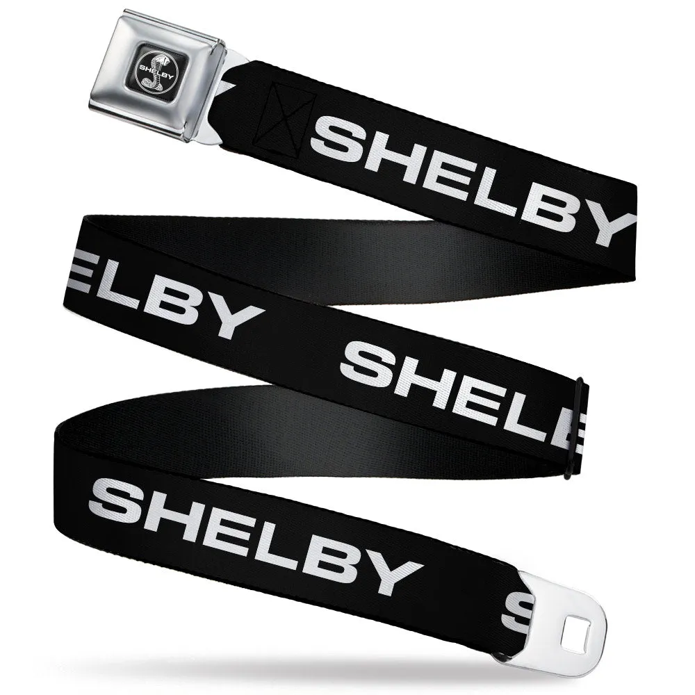 SHELBY Tiffany Split Full Color Black/White Seatbelt Belt - SHELBY Text Only Black/White Webbing