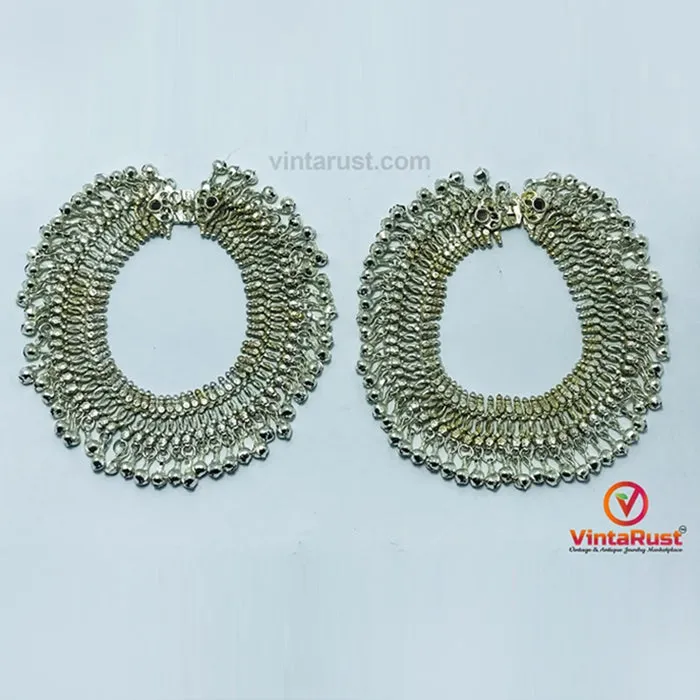 Silver Kuchi Handmade Tribal Anklets Pair