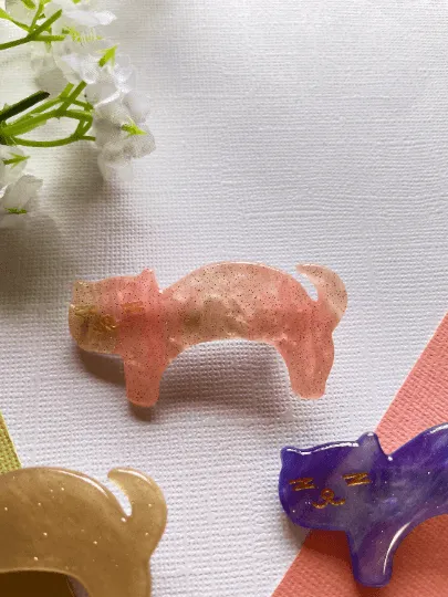 Sleepy cat acetate hair clips | Colourful barrette clips| korean hair accessories| animal hair clip | gift for cat lover