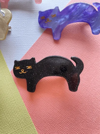 Sleepy cat acetate hair clips | Colourful barrette clips| korean hair accessories| animal hair clip | gift for cat lover