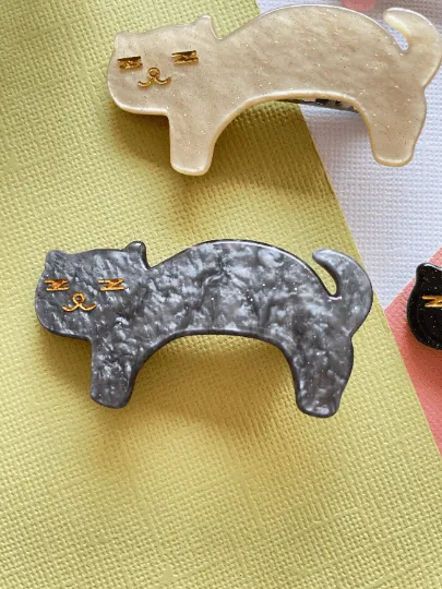 Sleepy cat acetate hair clips | Colourful barrette clips| korean hair accessories| animal hair clip | gift for cat lover