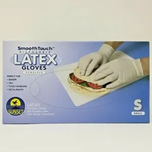 Sunset SmoothTouch Disposable Latex Gloves Powdered Non-Sterile (Small) 100 pcs